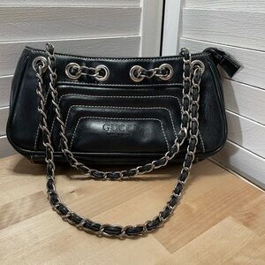 Black Leather Chain Shoulder Bag